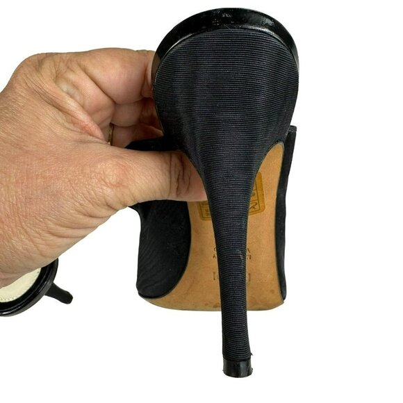 Fendi Designer Shoes Black Satin Open Toes Sandals 38.5 / 7.5 - Picture 14 of 16